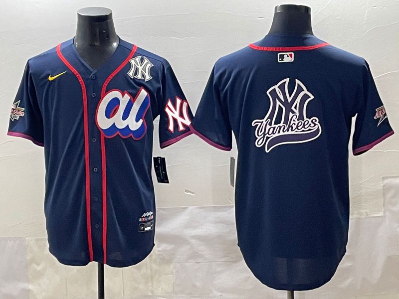 Men 2025 New York Yankees Blank Drak Blue All star Blank Blue Nike MLB Jersey style 12